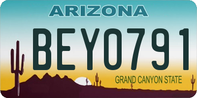 AZ license plate BEY0791