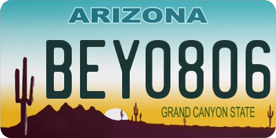 AZ license plate BEY0806