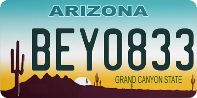 AZ license plate BEY0833