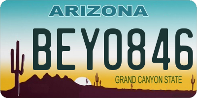 AZ license plate BEY0846