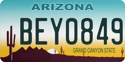AZ license plate BEY0849