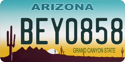 AZ license plate BEY0858