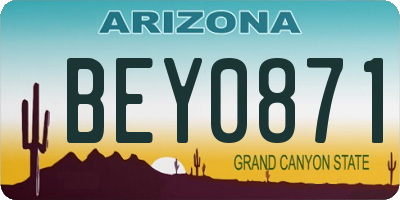 AZ license plate BEY0871