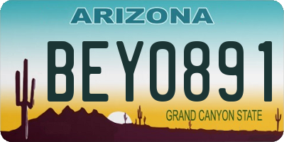 AZ license plate BEY0891