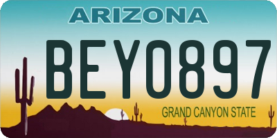AZ license plate BEY0897