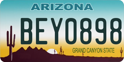 AZ license plate BEY0898