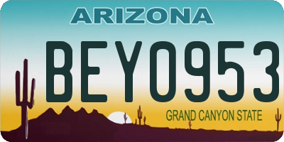 AZ license plate BEY0953