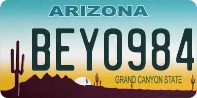 AZ license plate BEY0984
