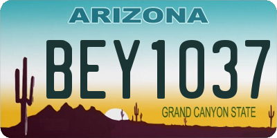 AZ license plate BEY1037