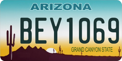 AZ license plate BEY1069