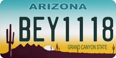 AZ license plate BEY1118