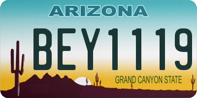 AZ license plate BEY1119