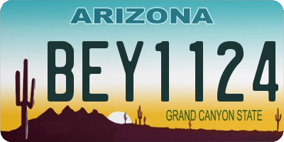 AZ license plate BEY1124