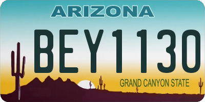 AZ license plate BEY1130