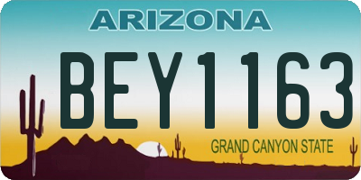 AZ license plate BEY1163