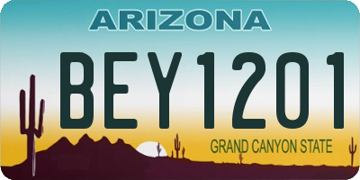 AZ license plate BEY1201