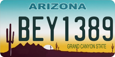 AZ license plate BEY1389