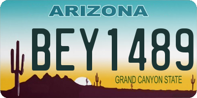 AZ license plate BEY1489