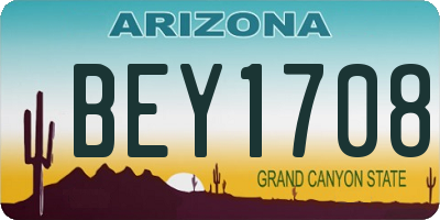 AZ license plate BEY1708