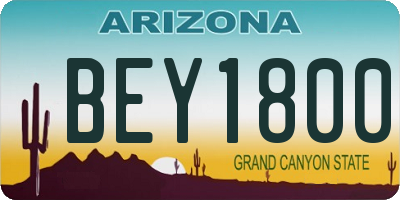 AZ license plate BEY1800