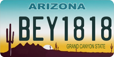 AZ license plate BEY1818