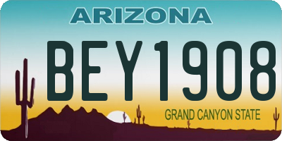 AZ license plate BEY1908