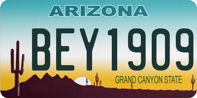 AZ license plate BEY1909