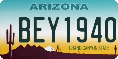 AZ license plate BEY1940