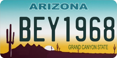 AZ license plate BEY1968
