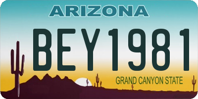 AZ license plate BEY1981
