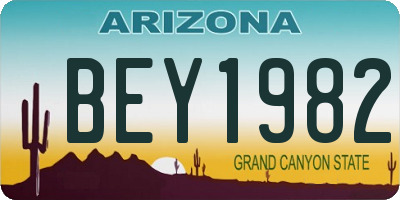 AZ license plate BEY1982