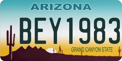 AZ license plate BEY1983