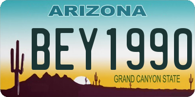AZ license plate BEY1990