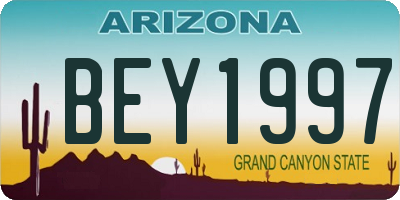 AZ license plate BEY1997
