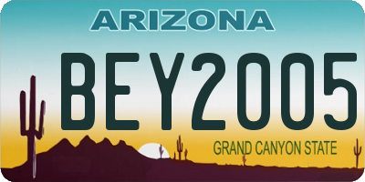 AZ license plate BEY2005