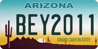 AZ license plate BEY2011