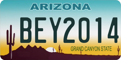 AZ license plate BEY2014