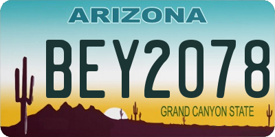 AZ license plate BEY2078