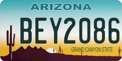 AZ license plate BEY2086