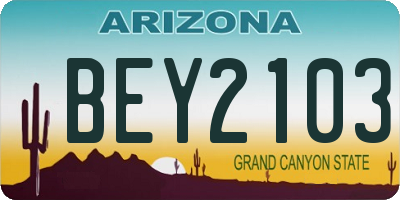 AZ license plate BEY2103