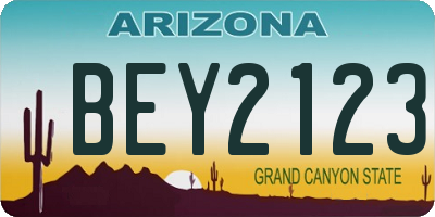 AZ license plate BEY2123