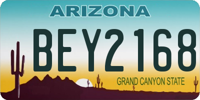 AZ license plate BEY2168
