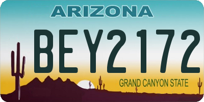 AZ license plate BEY2172