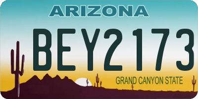 AZ license plate BEY2173