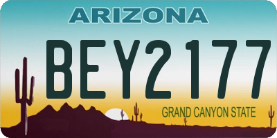 AZ license plate BEY2177