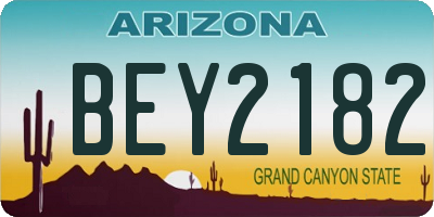 AZ license plate BEY2182