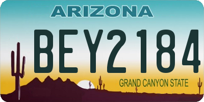 AZ license plate BEY2184