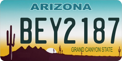 AZ license plate BEY2187