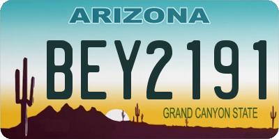 AZ license plate BEY2191