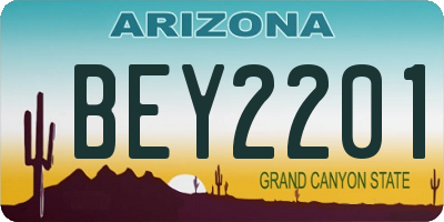 AZ license plate BEY2201